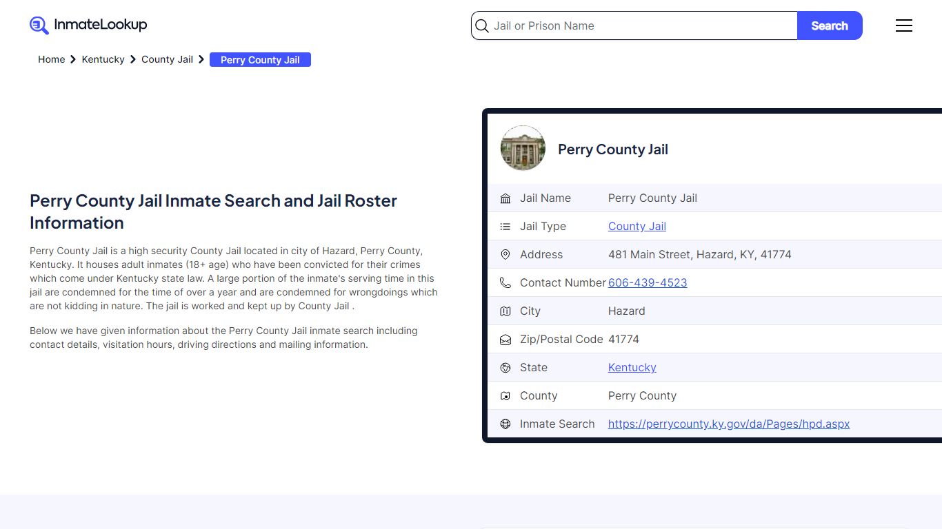 Perry County Jail Inmate Search and Jail Roster Information